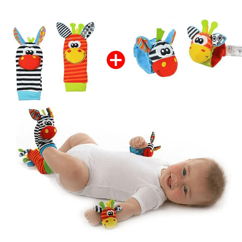 Pulseiras e Meias Chocalho Sensorial Baby - Kit c/ 2 pares