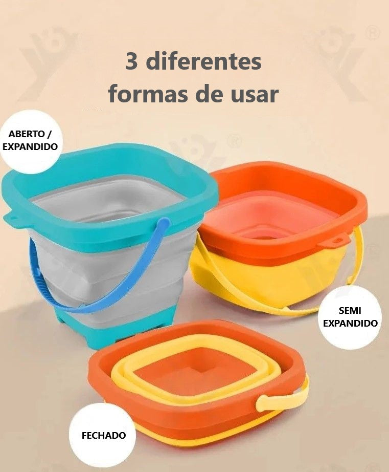 Brinquedo de Praia Baldinho de Areia Retrátil e Portátil