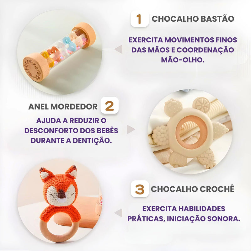 Kit Chocalhos e Mordedores Amigos da Floresta