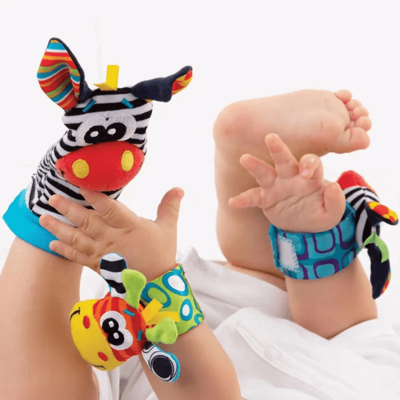 Pulseiras e Meias Chocalho Sensorial Baby - Kit c/ 2 pares