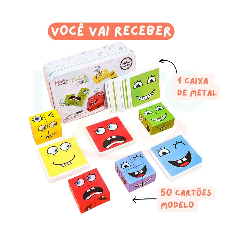 Cubo face: jogo de expressões faciais