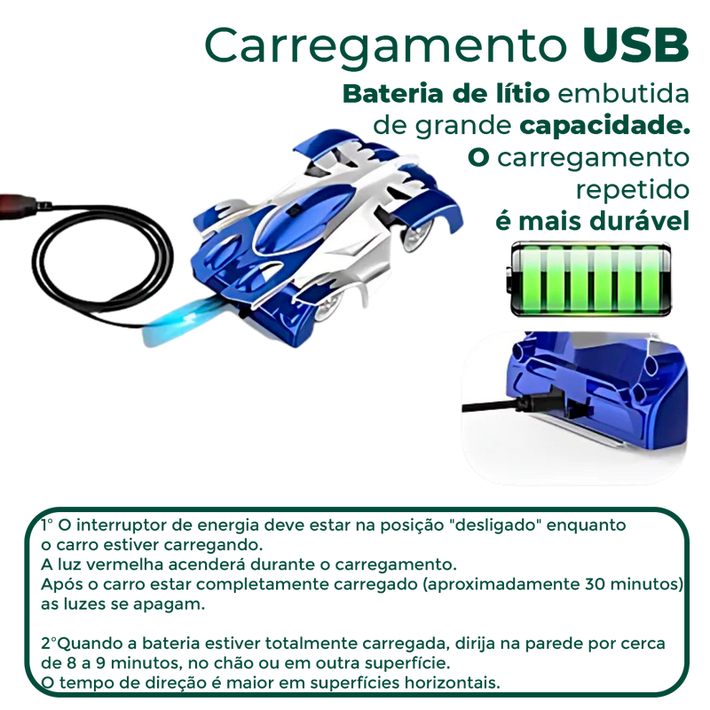 Carrinho Anti-Gravidade Infantil – Corre na Parede e no Teto
