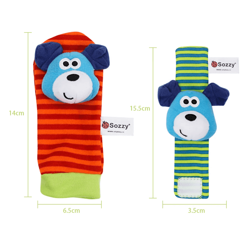 Pulseiras e Meias Chocalho Sensorial Baby - Kit c/ 2 pares