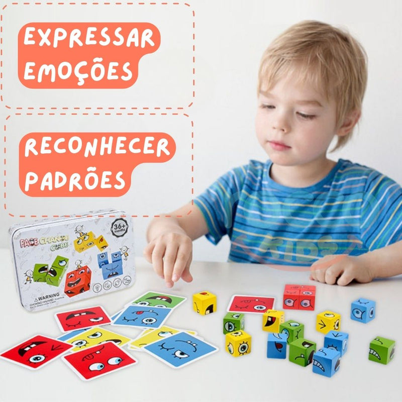Cubo face: jogo de expressões faciais