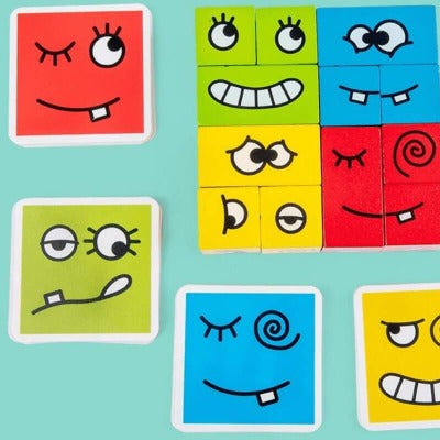 Cubo face: jogo de expressões faciais