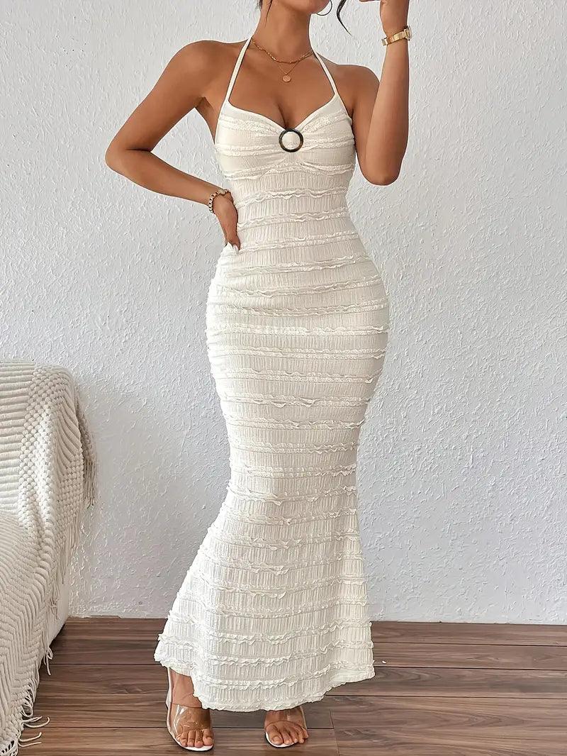 Vestido Longo Texturizado Elegante