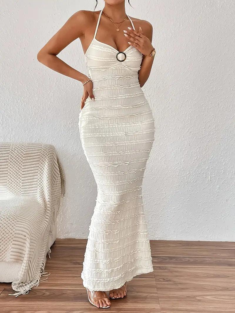 Vestido Longo Texturizado Elegante