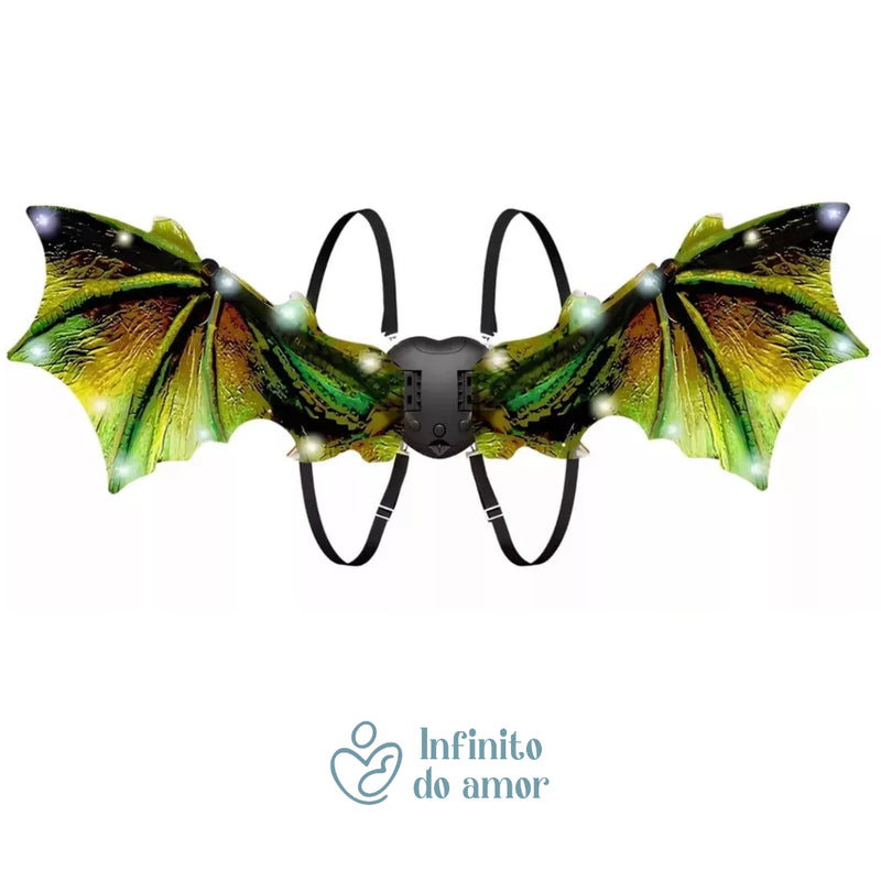 Asas de dragão com LED Movimento e Som Fantasia Infantil 