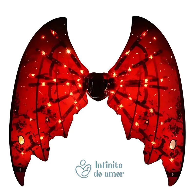 Asas de vampiro com LED Movimento e Som Fantasia Infantil  Halloween