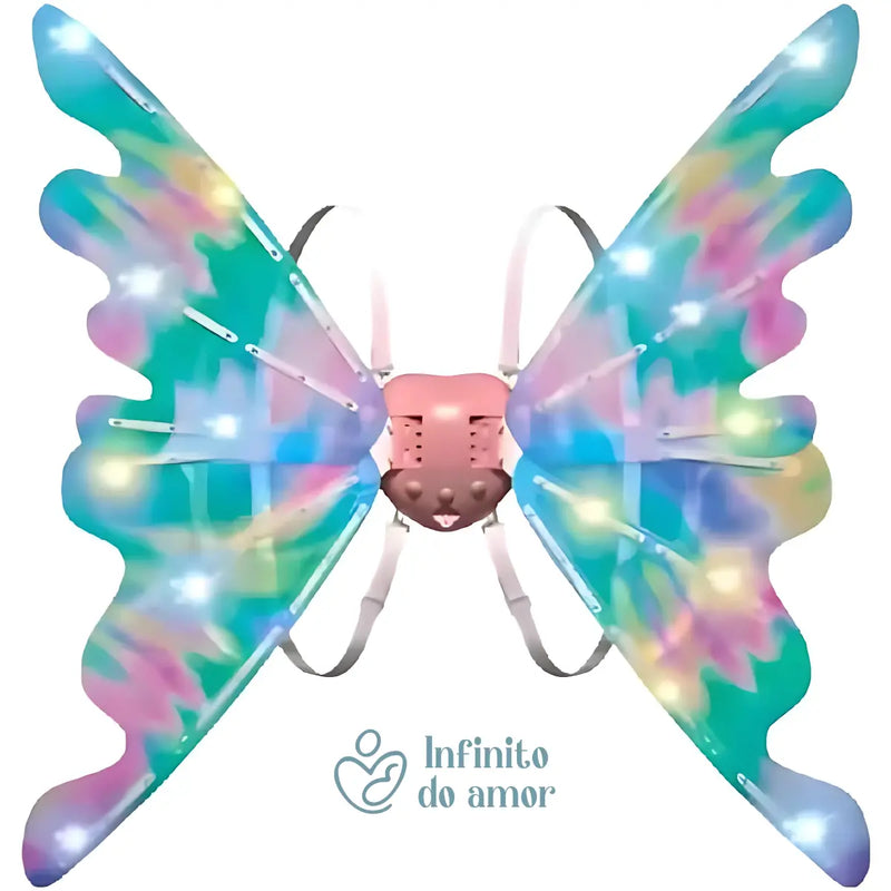 Asas de Fada com LED Movimento e Som Fantasia Infantil  