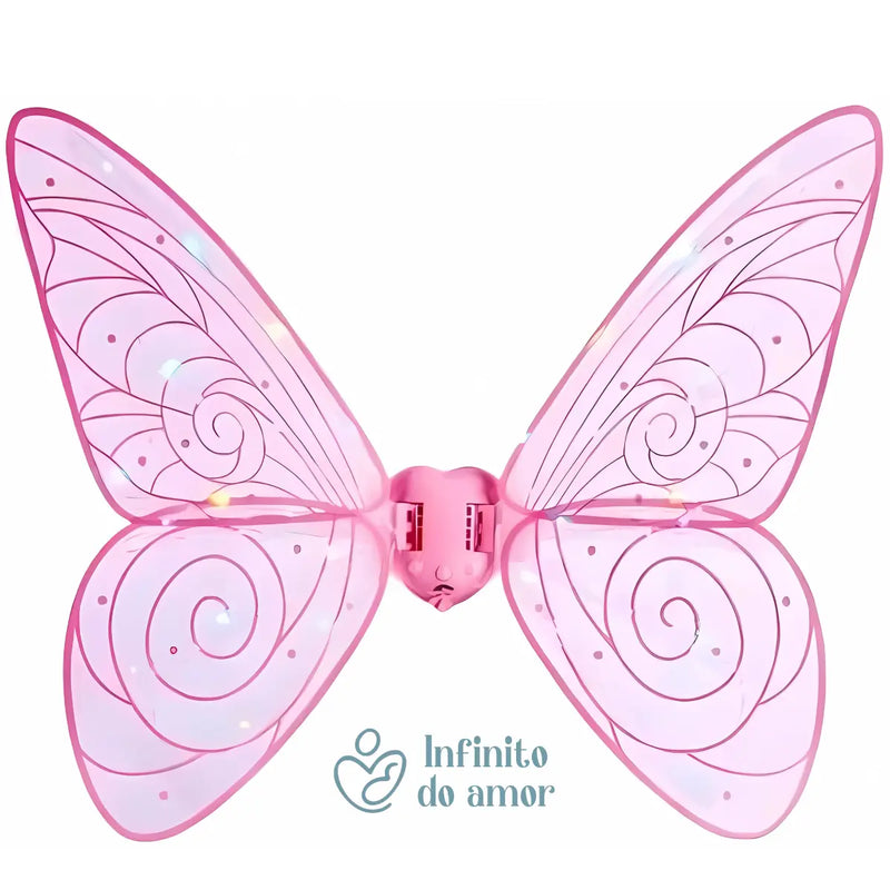Asas de borboleta com LED Movimento e Som Fantasia Infantil 