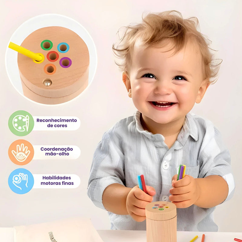 Brinquedo Educativo Montessori de Classificação de Cores Jogo de Encaixe de Varetas infinito do Amor