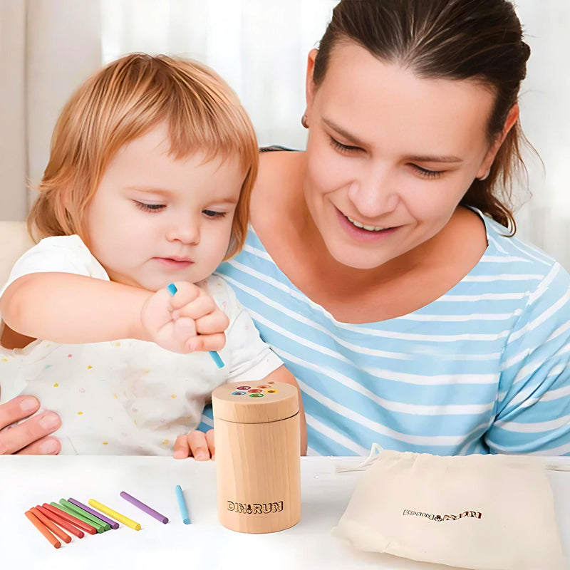 Brinquedo Educativo Montessori de Classificação de Cores Jogo de Encaixe de Varetas infinito do Amor