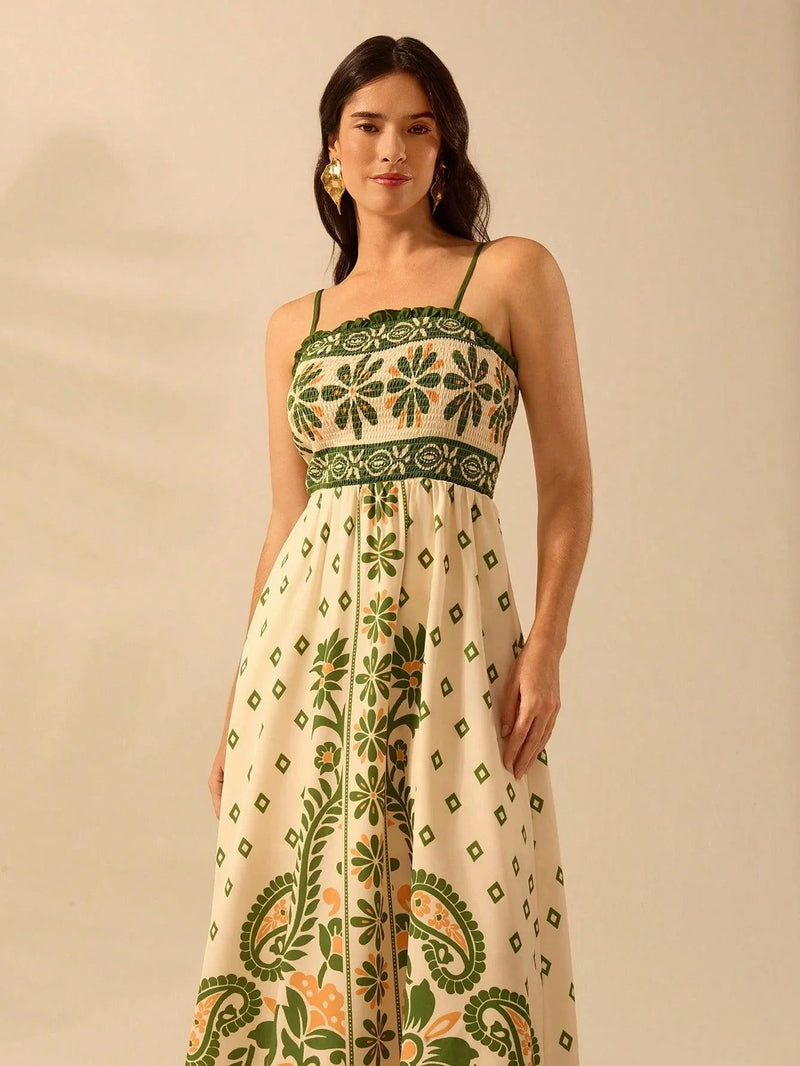 Vestido Longo Boho Floral Tropical