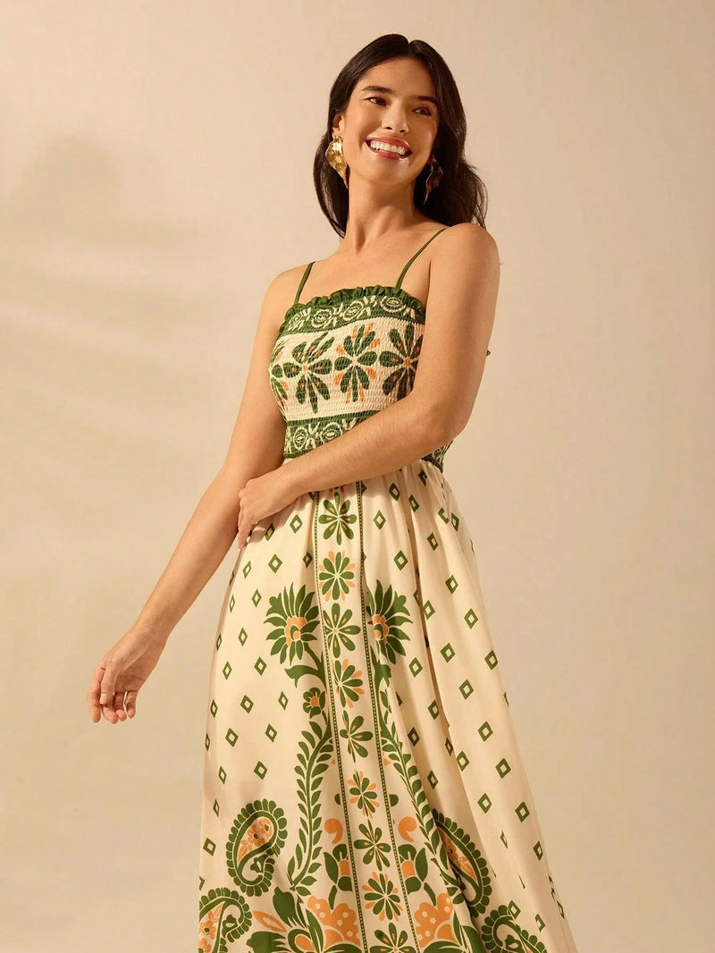 Vestido Longo Boho Floral Tropical