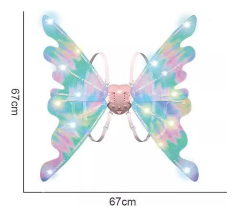 Asas com LED Movimento e Som Fantasia Infantil de Fada Vampiro Borboleta e Dragão