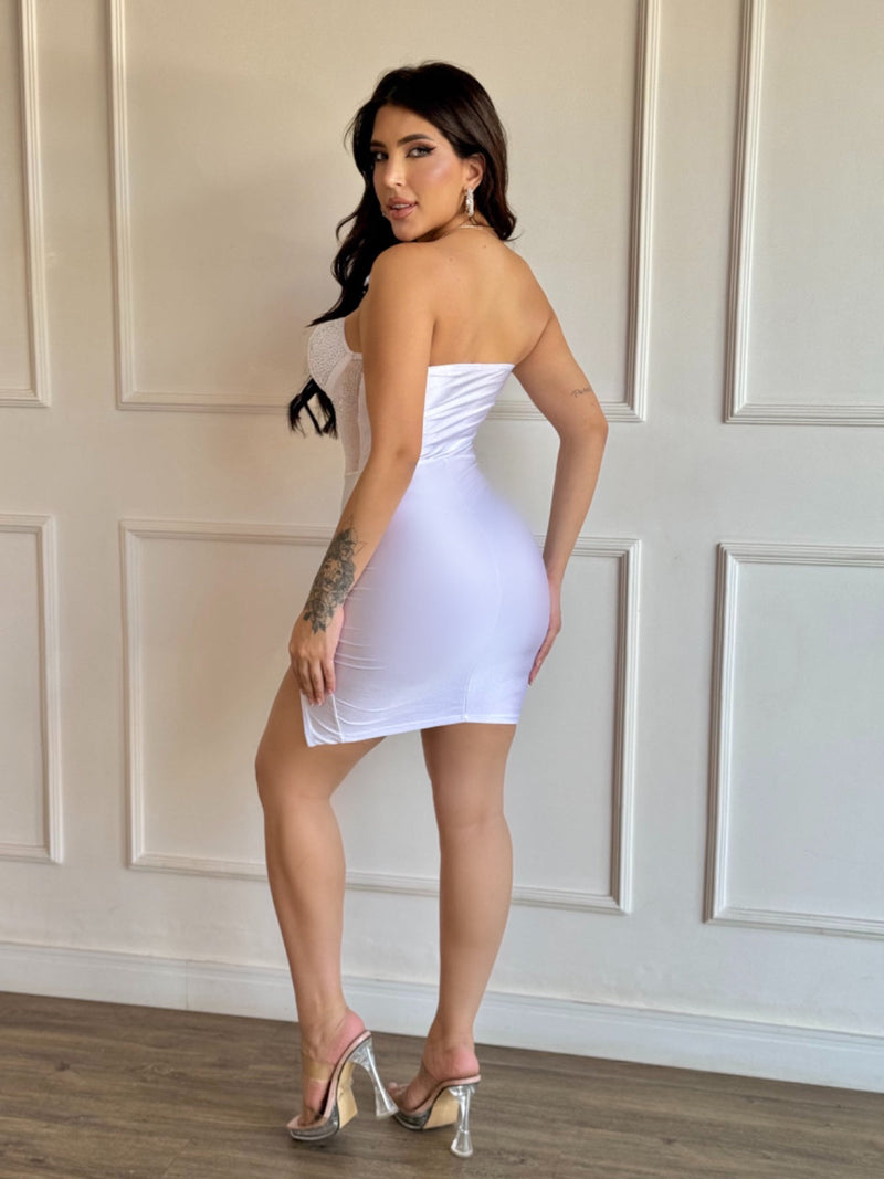 Vestido Cirrê com Tule e Strass Degradê Modern Delux