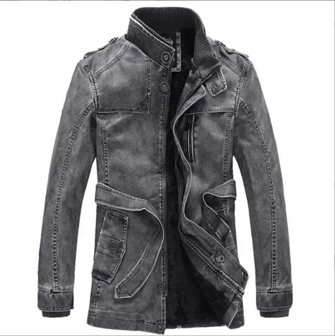 Jaqueta Masculina De Inverno Casaco Longo Com Cinto
