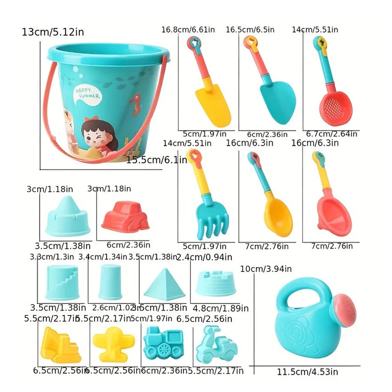 Kit Praia Infantil 18 Peças – Brinquedos de Areia