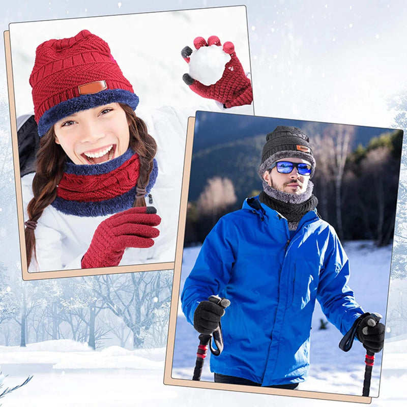 Kit Inverno Unissex com Gorro, Cachecol e Luvas Tricotados – (Promoção de Inverno 2025)