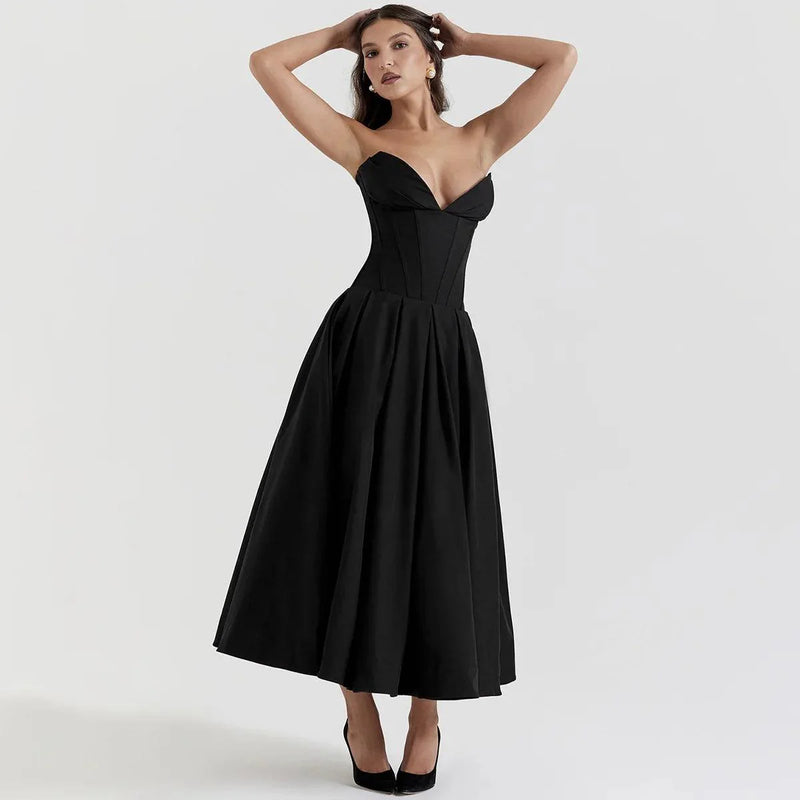 Vestido Midi Corset Elegante