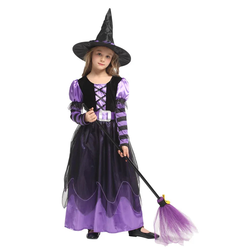 Fantasia de Feiticeira Roxa Infantil – Fantasia de Bruxa para Meninas
