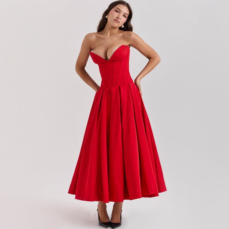 Vestido Midi Corset Elegante