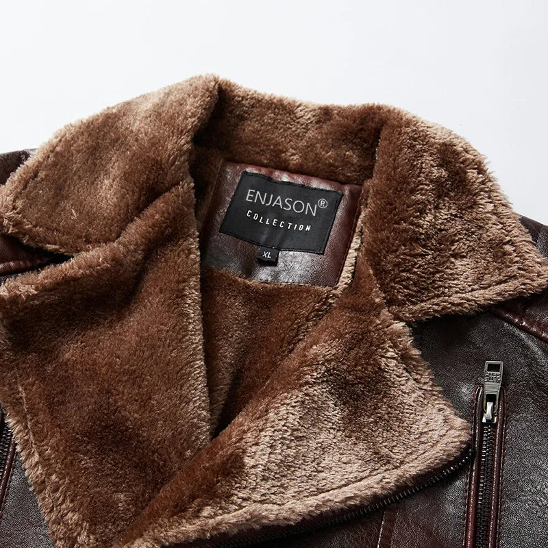 Jaqueta Masculina De Inverno Motociclista Gola De Pelucia