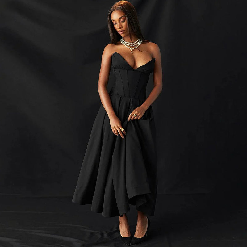 Vestido Midi Corset Elegante