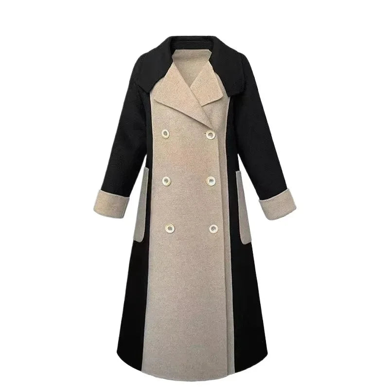 Jaqueta Feminina Comprida Plus Size Elegante Dupla Face Com Botões