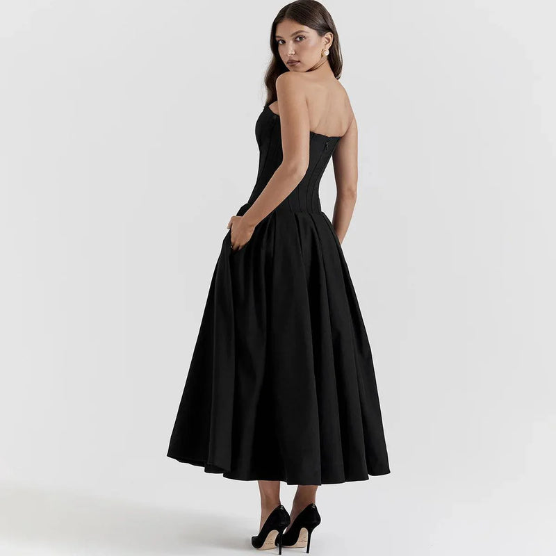 Vestido Midi Corset Elegante