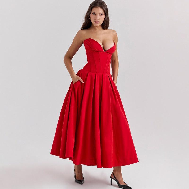 Vestido Midi Corset Elegante