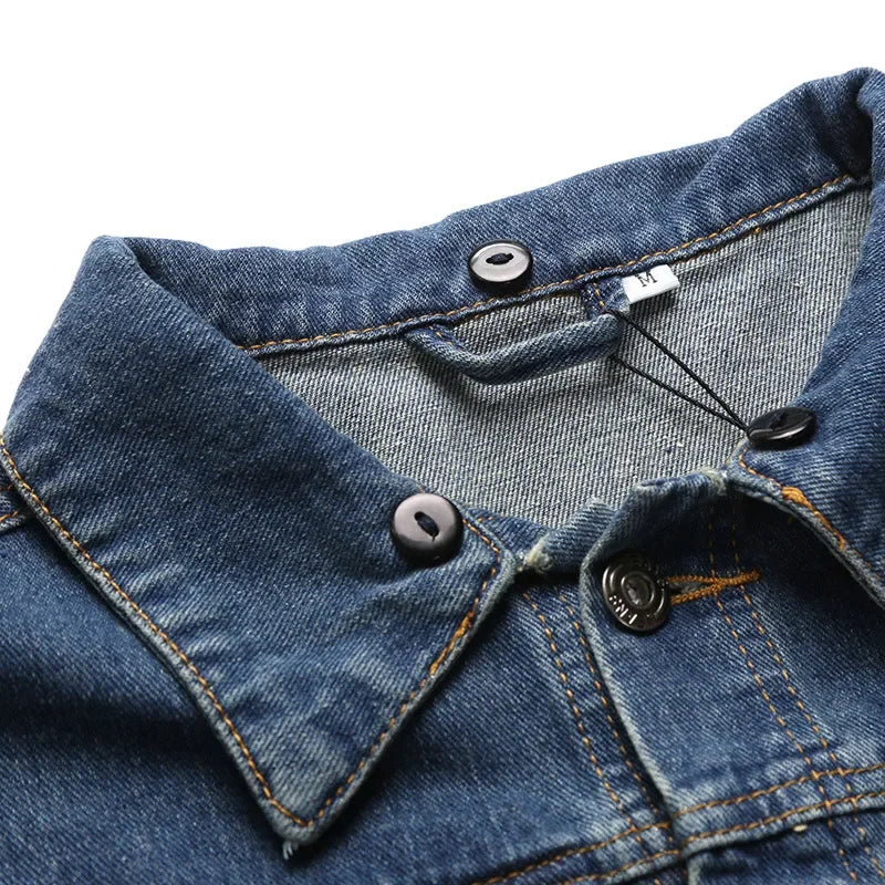 Jaqueta Masculina Casual Jeans E Algodão Com Botôes Com Capuz