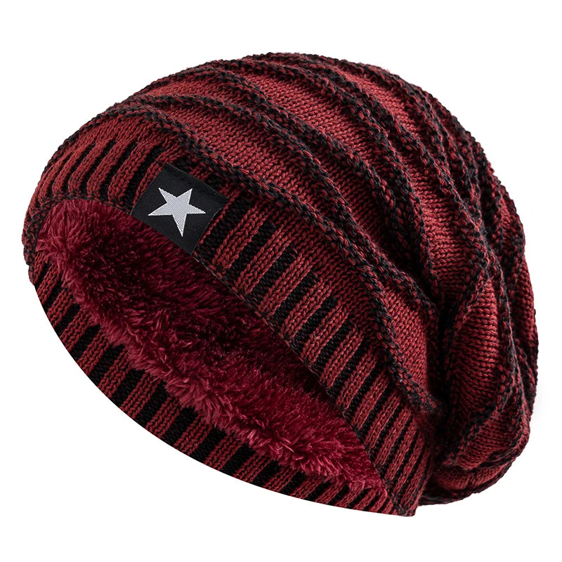 Gorro Unissex de Inverno com Forro Peluciado e Estrela Decorativa – (Promoção de Inverno 2025)