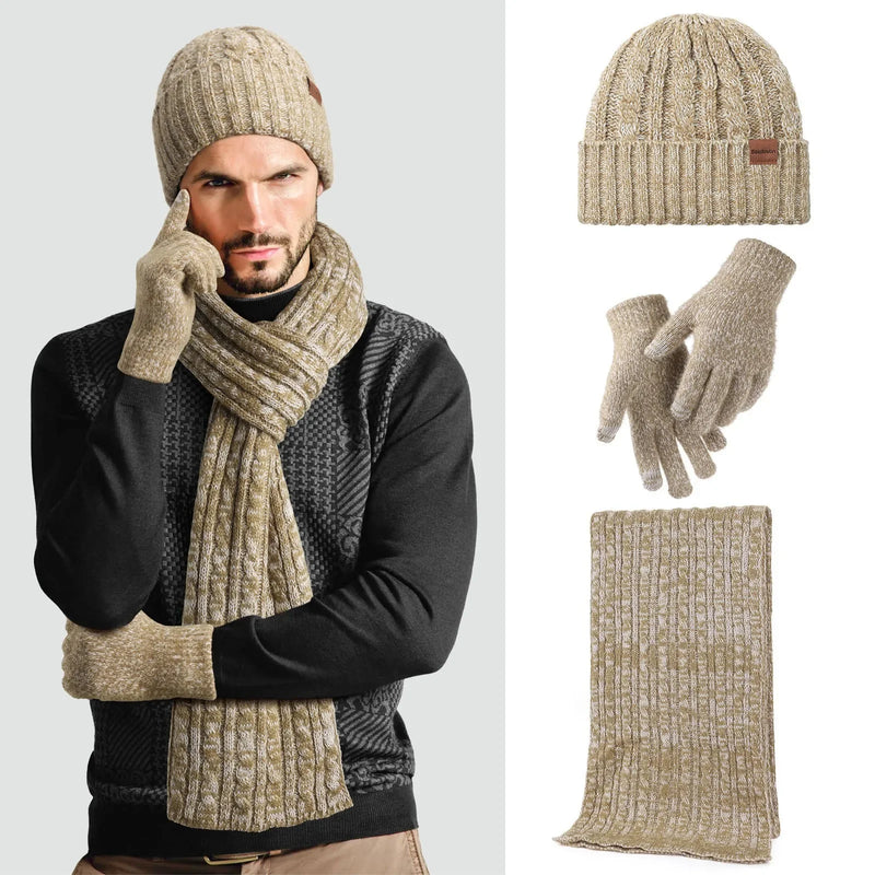 Kit Inverno Unissex com Touca de Lã, Cachecol e Luvas Quentes – (Promoção de Inverno 2025)