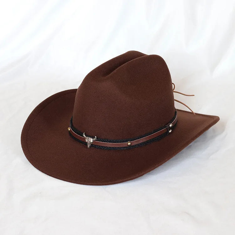 Chapéu Unissex Estilo Cowboy com Aba Larga e Design Retrô – (Promoção de Inverno 2025)