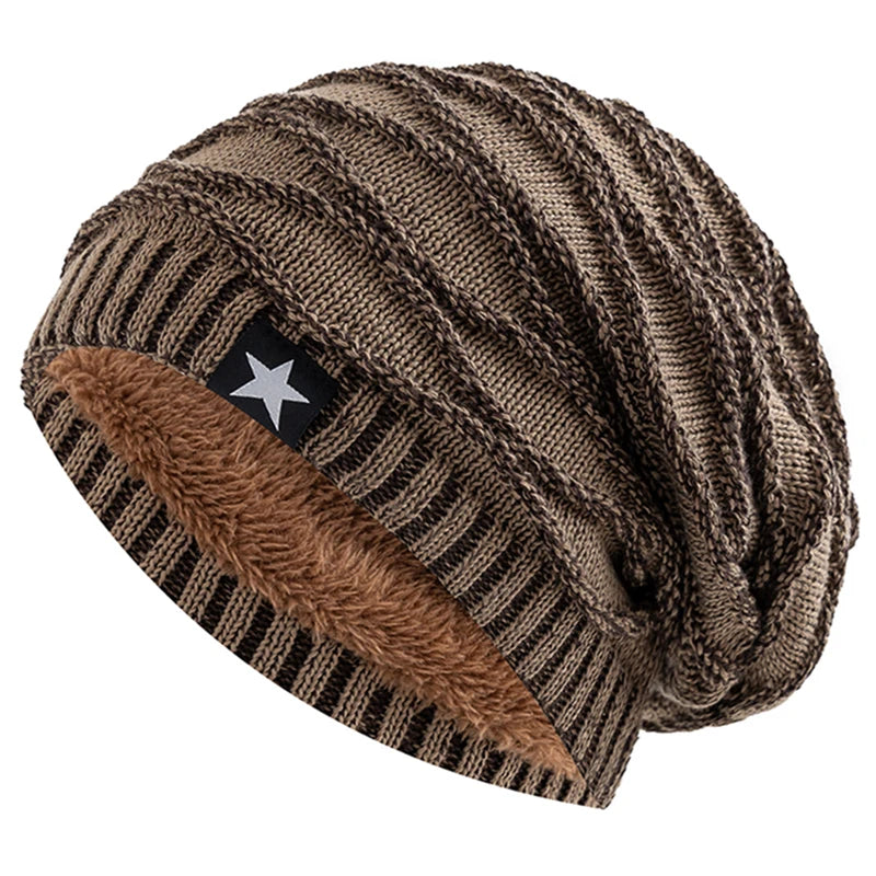 Gorro Unissex de Inverno com Forro Peluciado e Estrela Decorativa – (Promoção de Inverno 2025)