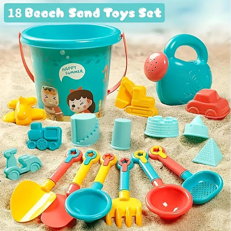 Kit Praia Infantil 18 Peças – Brinquedos de Areia