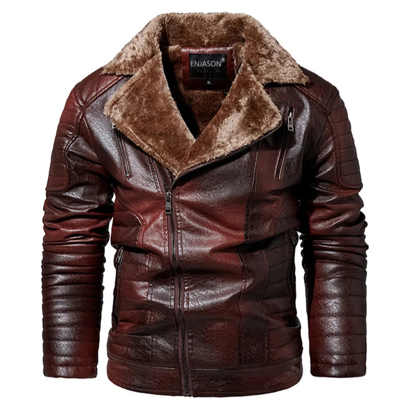 Jaqueta Masculina De Inverno Motociclista Gola De Pelucia
