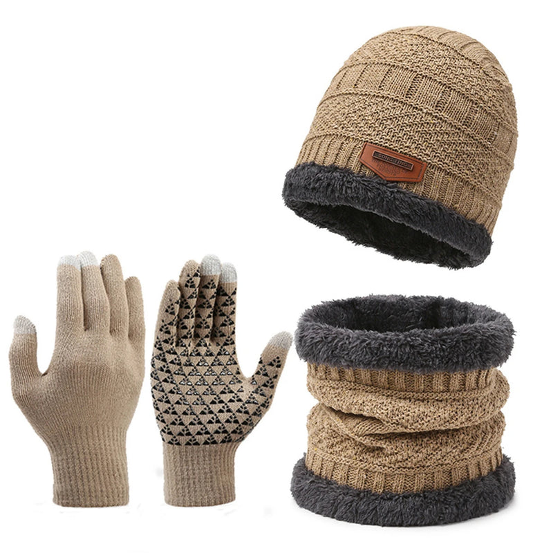 Kit Inverno Unissex com Gorro, Cachecol e Luvas Tricotados – (Promoção de Inverno 2025)