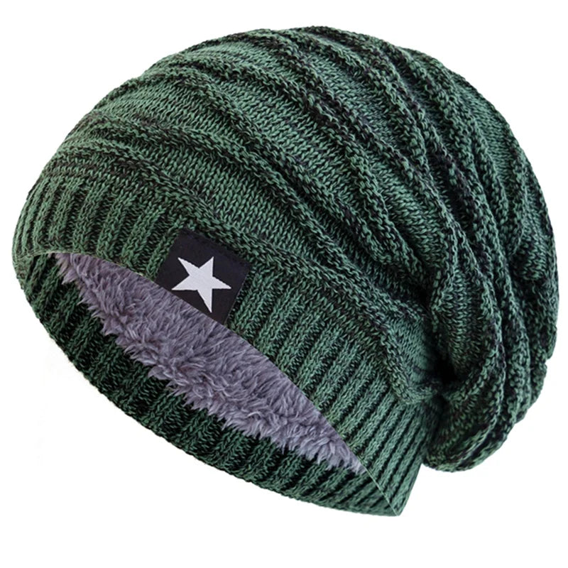 Gorro Unissex de Inverno com Forro Peluciado e Estrela Decorativa – (Promoção de Inverno 2025)