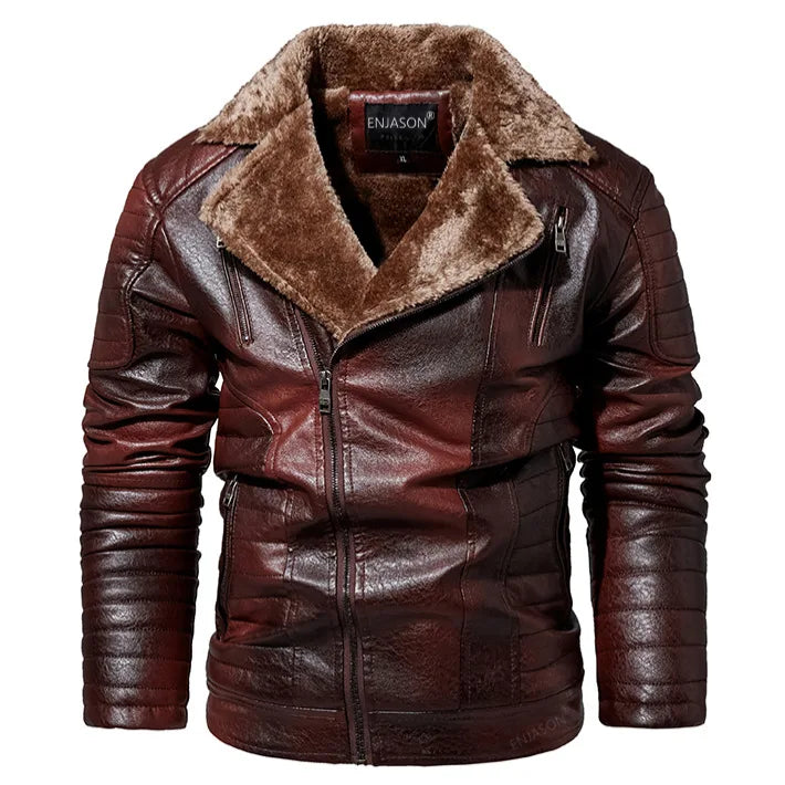 Jaqueta Masculina De Inverno Motociclista Gola De Pelucia