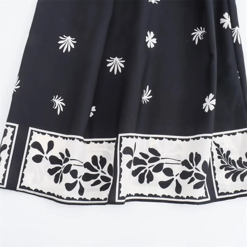 Vestido Midi Preto Bordado Elegante