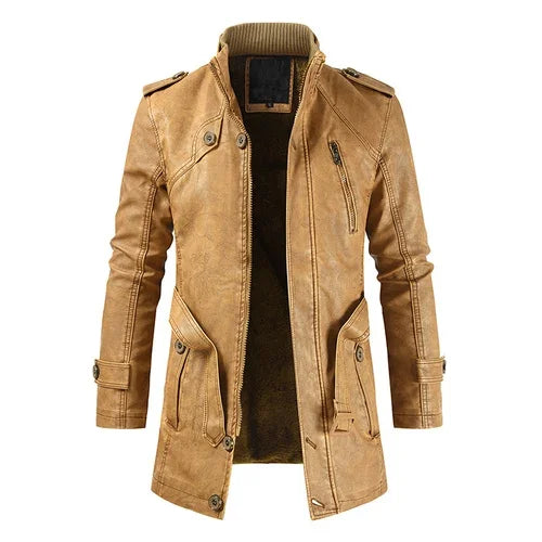 Jaqueta Masculina De Inverno Casaco Longo Com Cinto