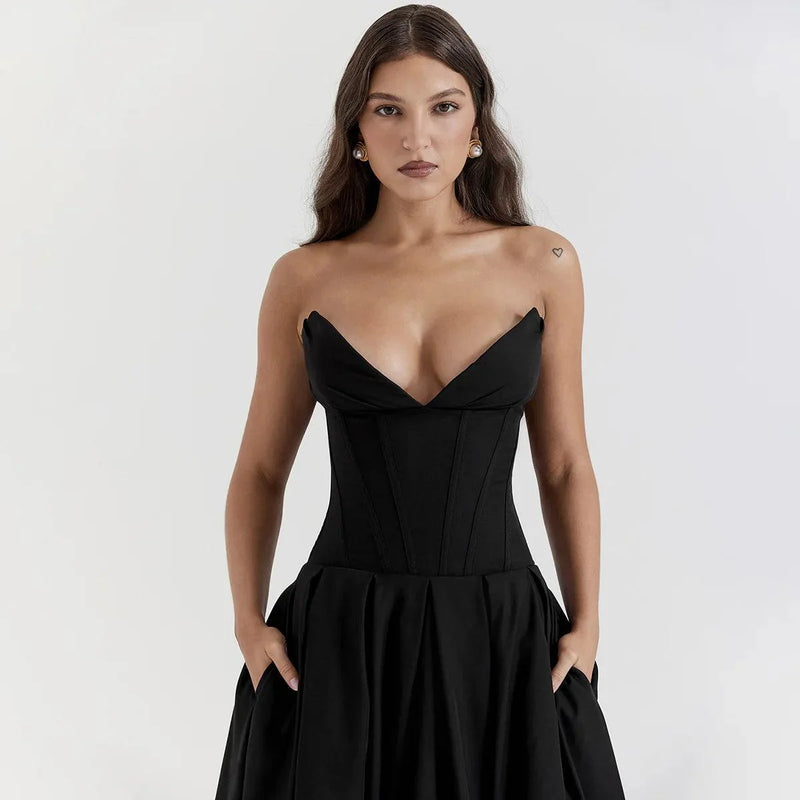 Vestido Midi Corset Elegante