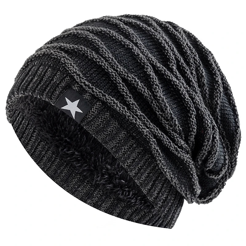 Gorro Unissex de Inverno com Forro Peluciado e Estrela Decorativa – (Promoção de Inverno 2025)