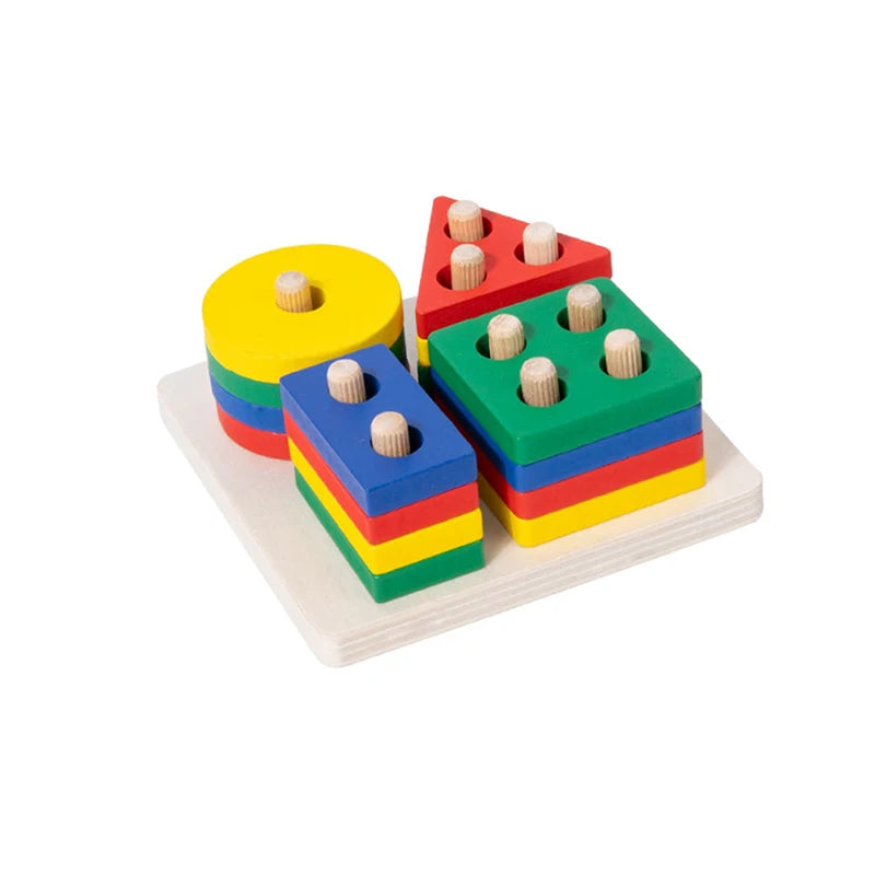 Brinquedo Montessori de Madeira – Jogo de Encaixe e Empilhamento Educativo Infantil