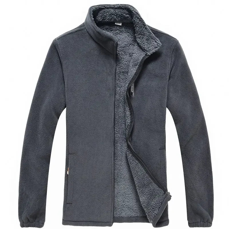 Jaqueta Masculina De Lã Forrada Super Quente Gola Em Pé Com Bolso