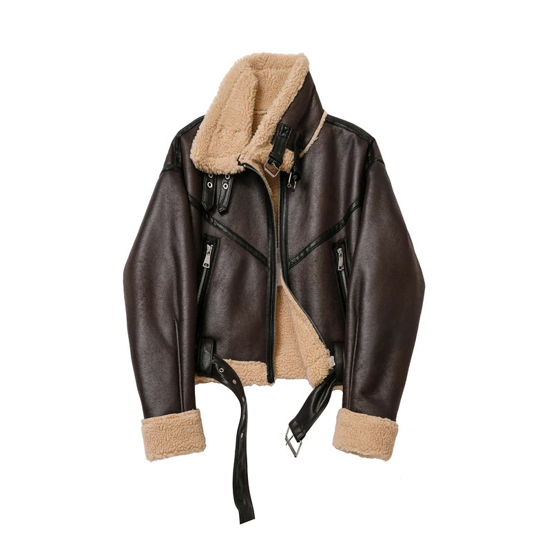 Jaqueta Feminina De Inverno Quente Causal Com Cinto