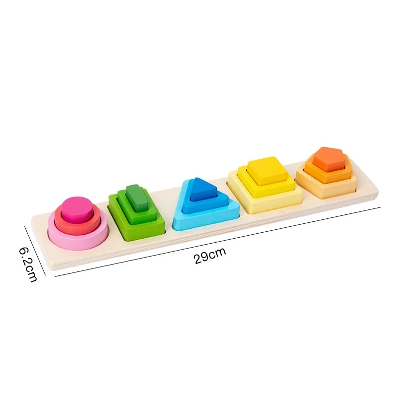 Brinquedo Montessori de Madeira – Jogo de Encaixe e Empilhamento Educativo Infantil